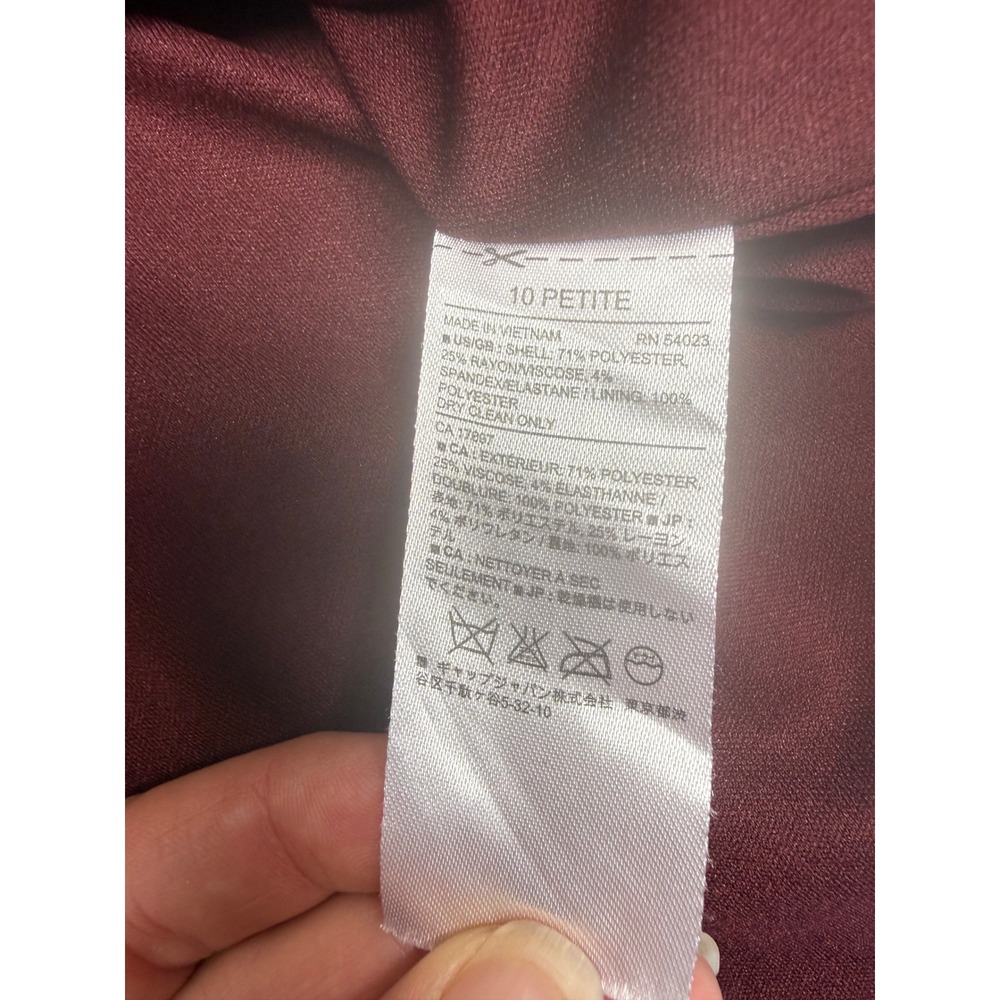 Banana Republic Petite 10 Burgundy Pleated Mini Skirt A-Line Wine Red Career - Picture 8 of 12